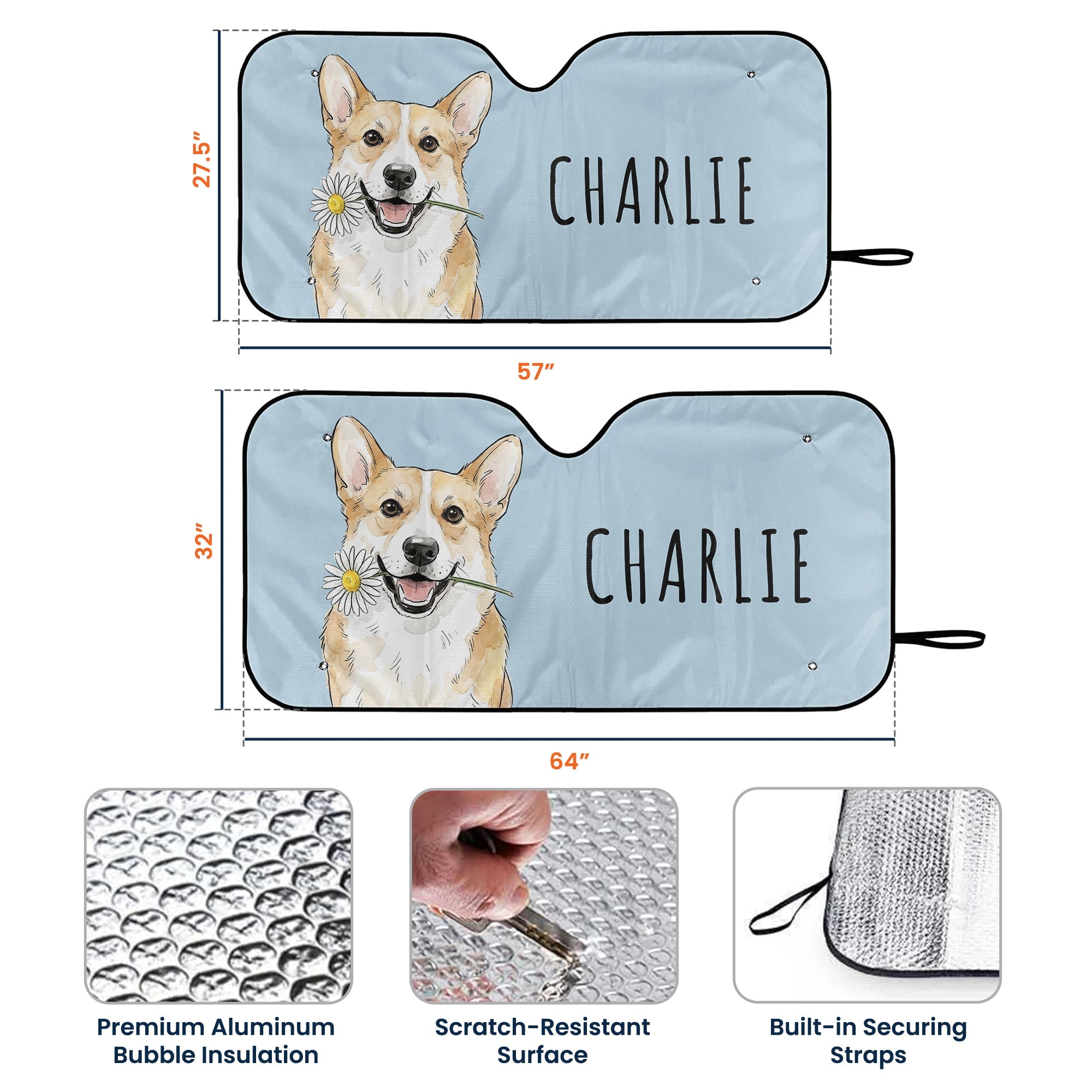 Custom Pet Portrait Watercolor - Personalized Sun Shade