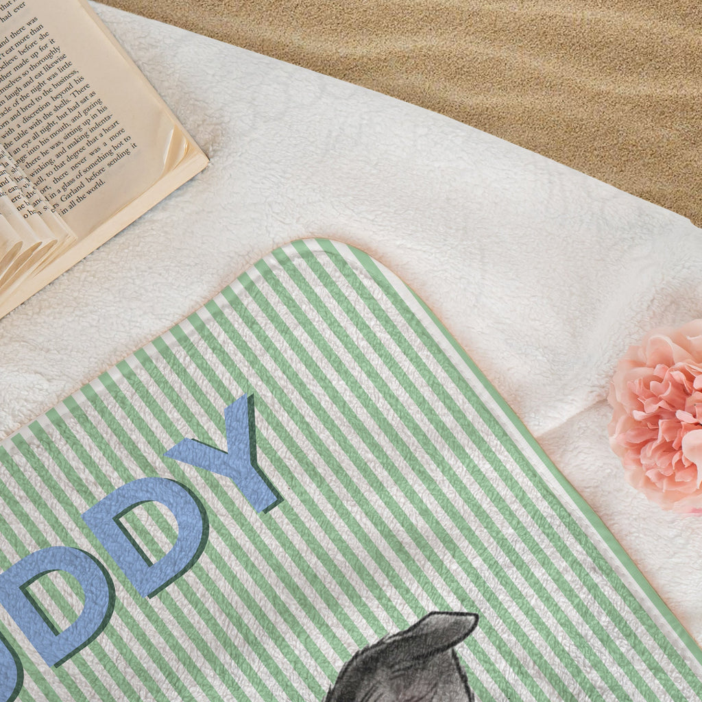 Custom Pet Portrait Watercolor Striped Pattern Summer Gifts For Pet Lovers - Personalized Beach Towel