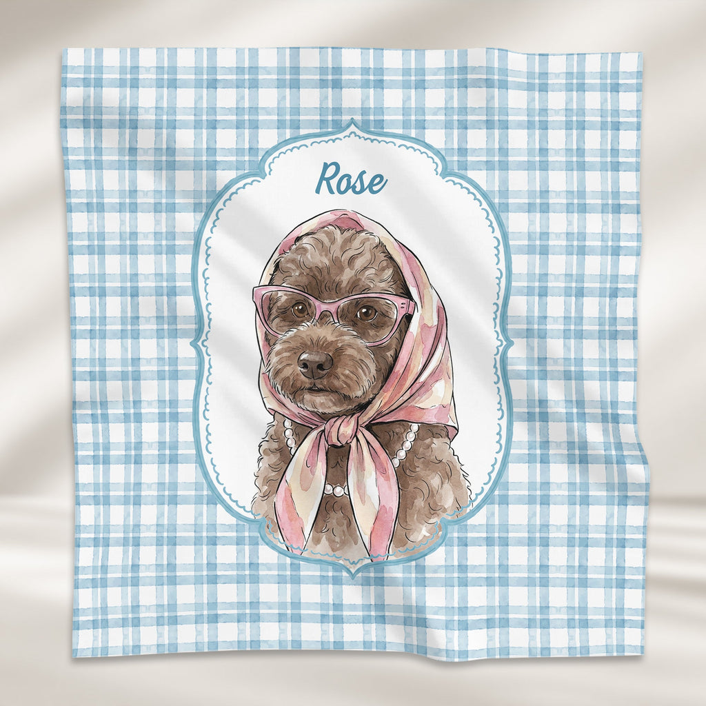 Custom Pet Portrait Watercolor Striped Patterns - Personalized Satin Scarf