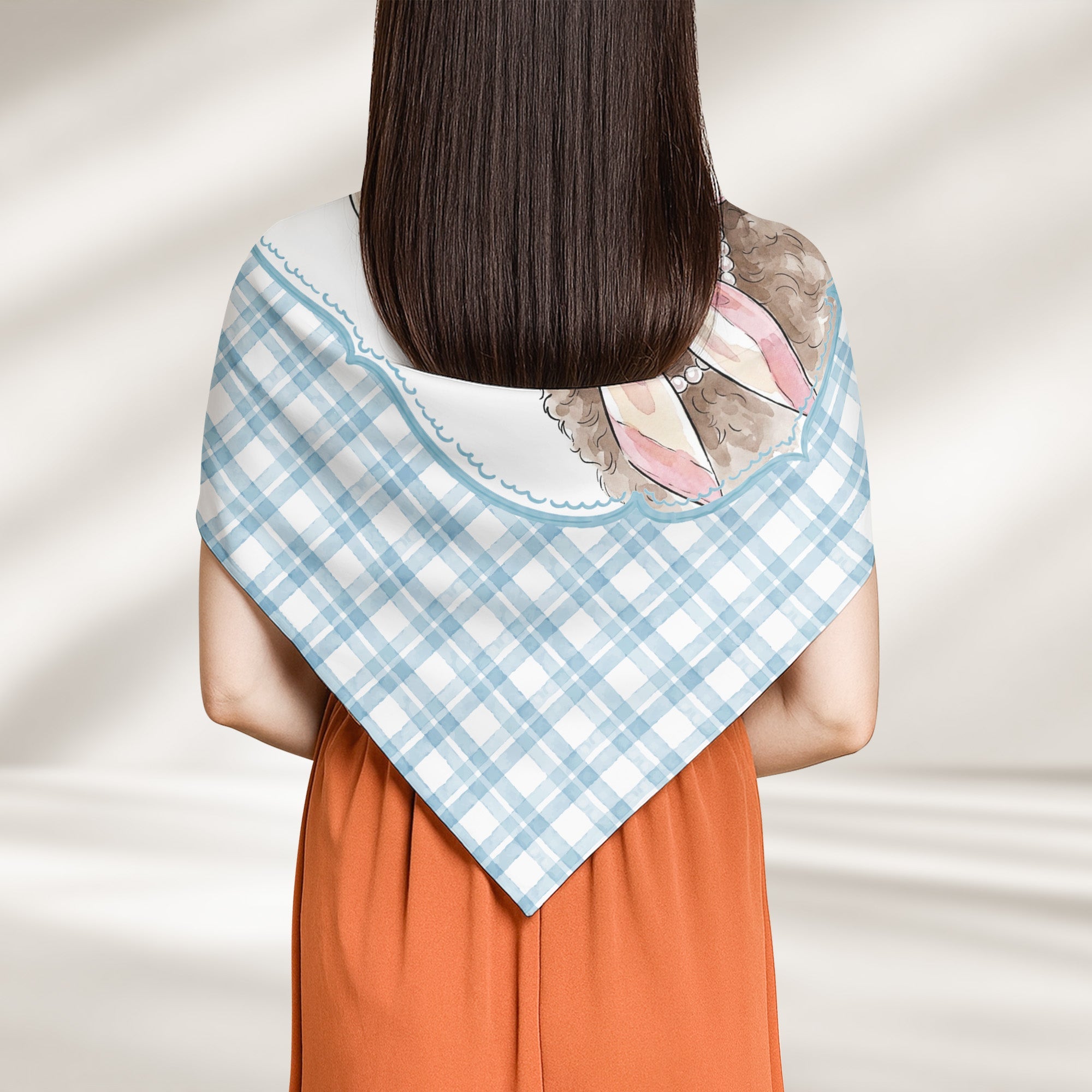 Custom Pet Portrait Watercolor Striped Patterns - Personalized Satin Scarf