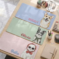 Custom Pet Portrait Watercolor Style Striped Pattern Colorful - Personalized Desk Mat
