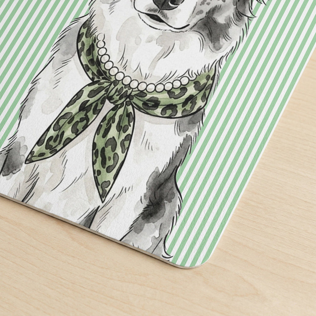 Custom Pet Portrait Watercolor Style Striped Pattern Colorful - Personalized Desk Mat