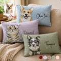 Custom Pet Portrait Watercolor Woven Pillow - Personalized Pillow Cover