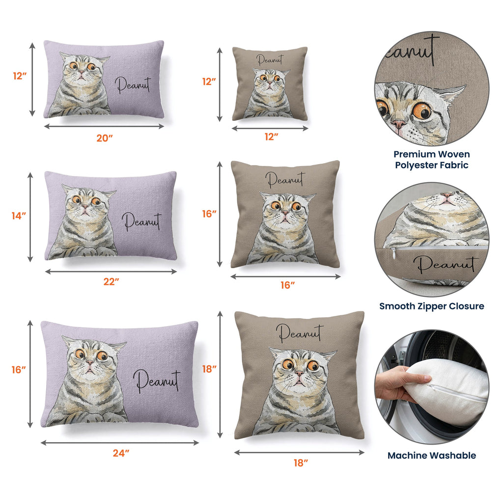 Custom Pet Portrait Watercolor Woven Pillow - Personalized Pillow Cover