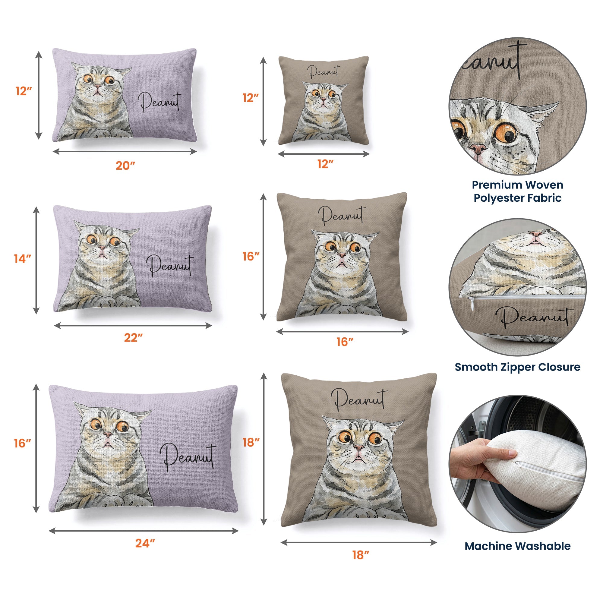 Custom Pet Portrait Watercolor Woven Pillow - Personalized Pillow Cover