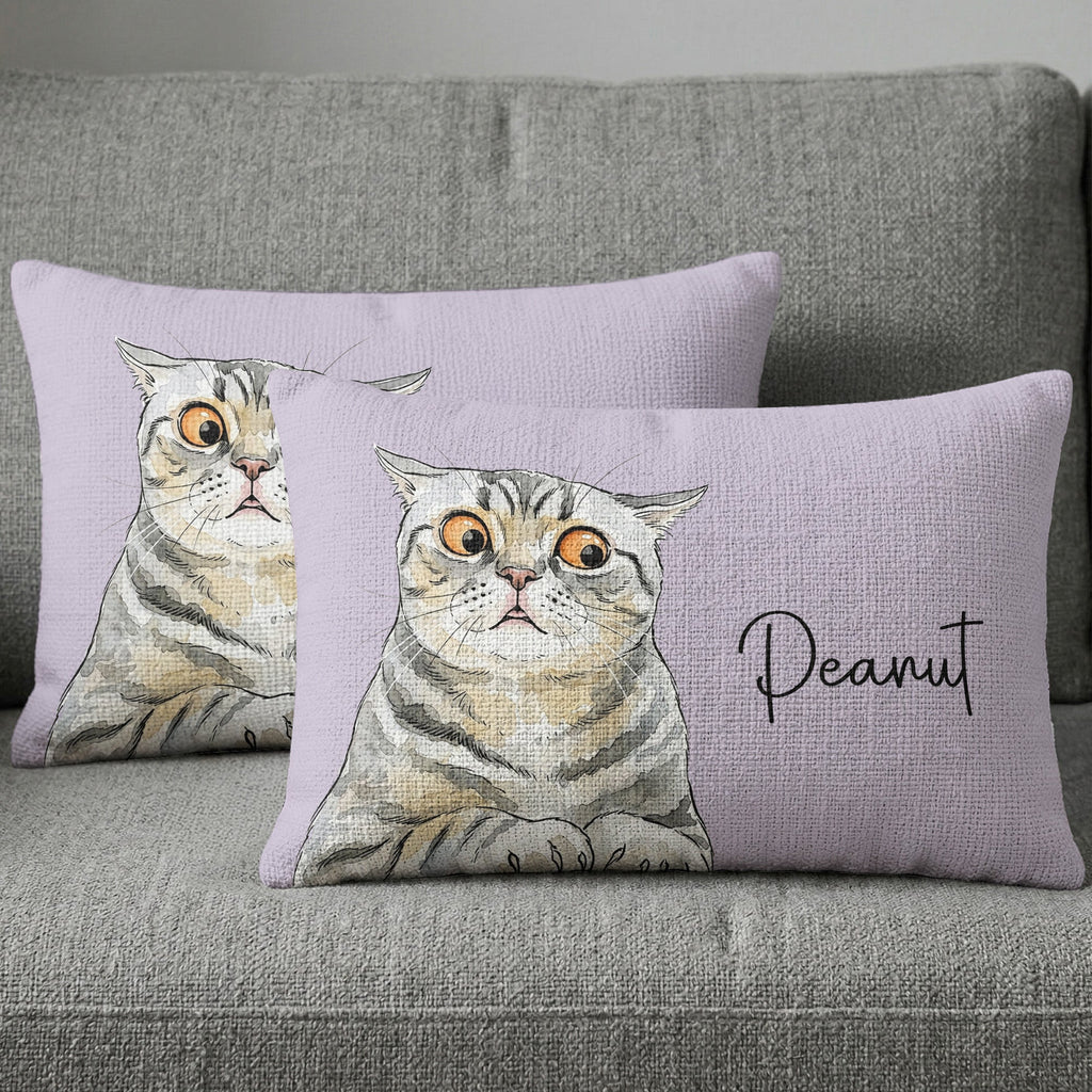Custom Pet Portrait Watercolor Woven Pillow - Personalized Pillow Cover