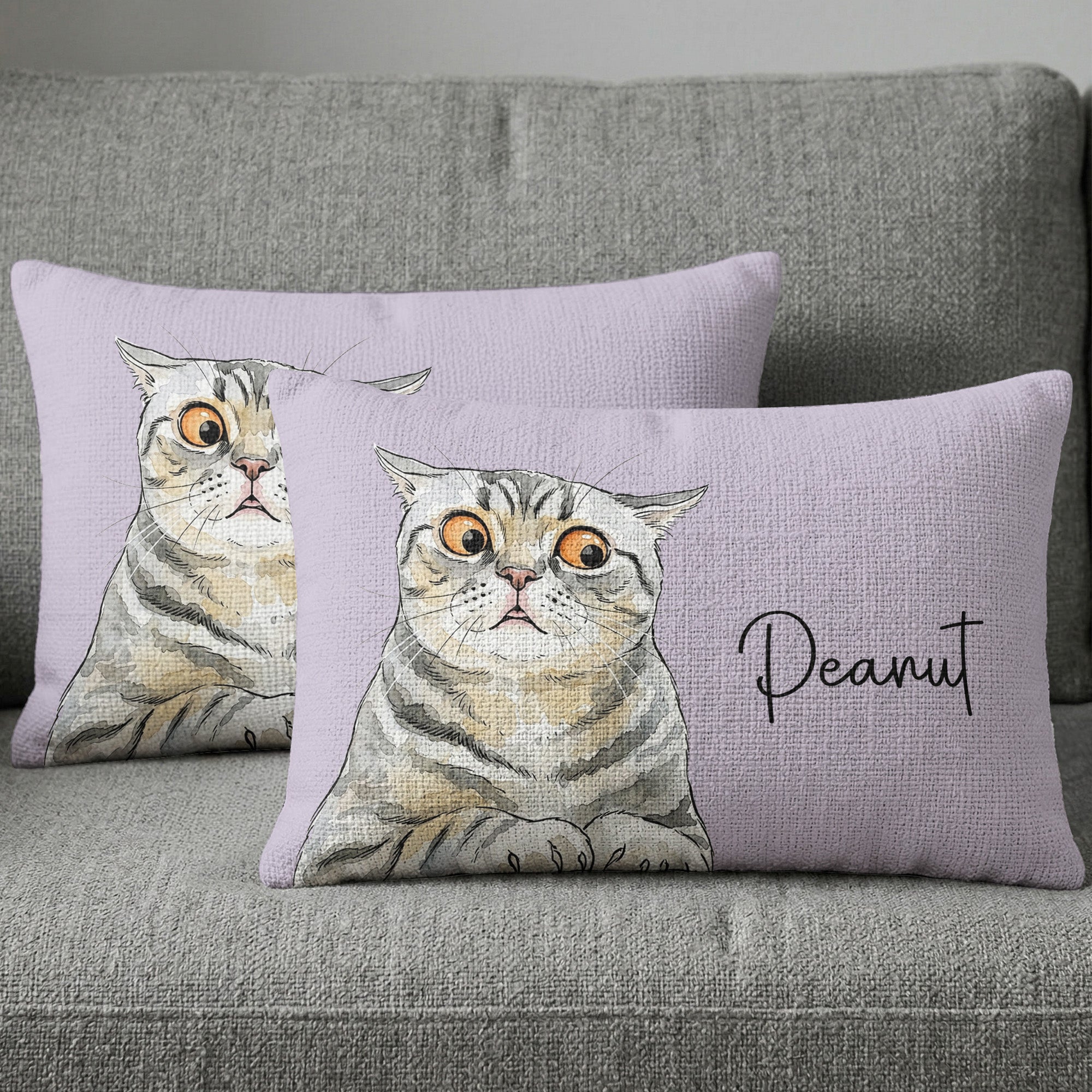 Custom Pet Portrait Watercolor Woven Pillow - Personalized Pillow Cover