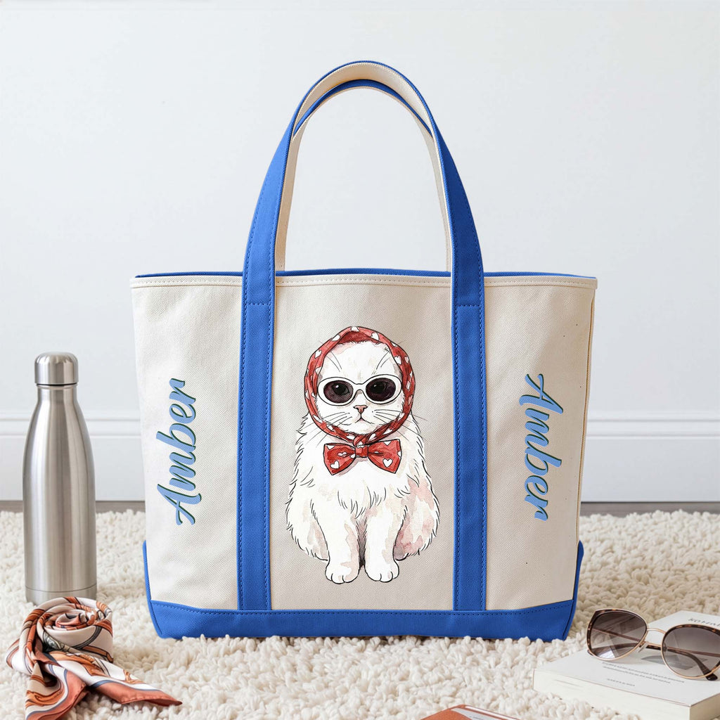 Custom Pet Portrait With Name Colorful Gift For Dog Mom, Cat Mom - Personalized Tote Bag