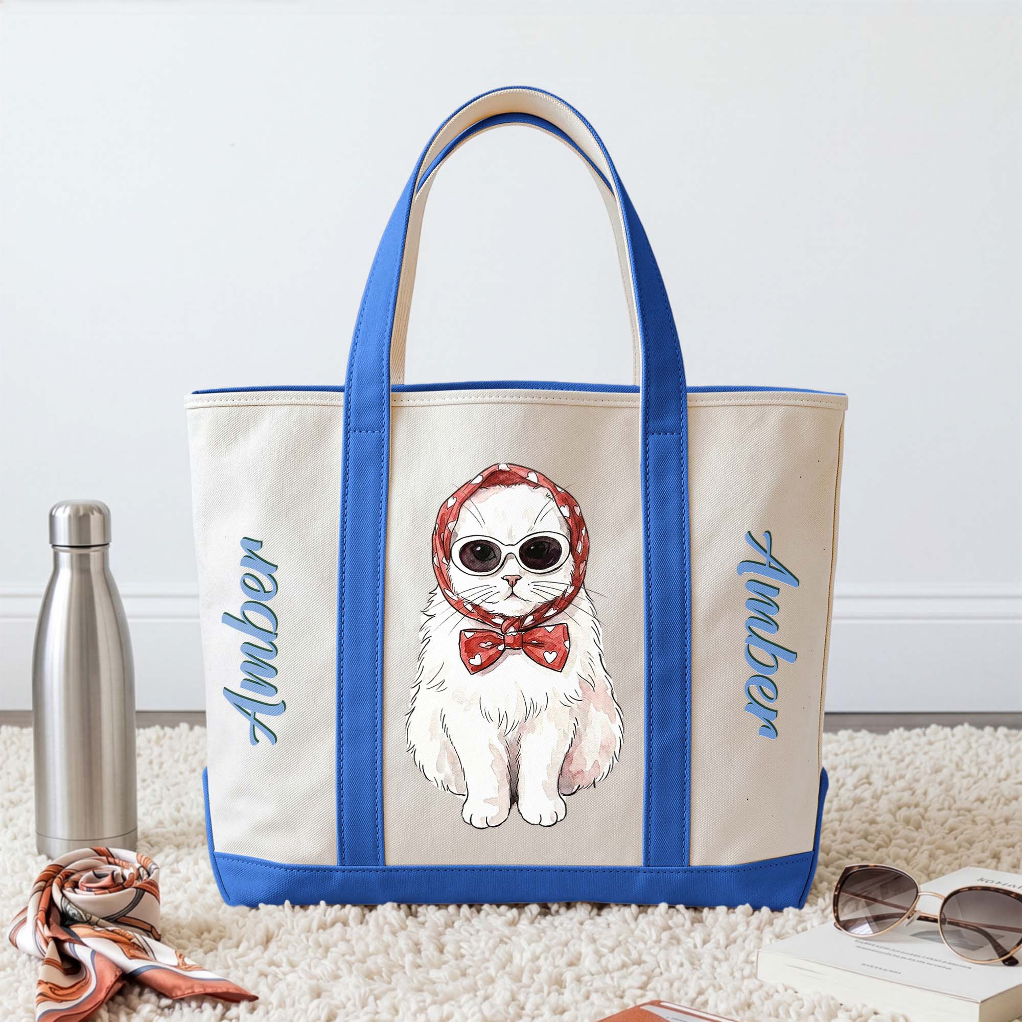 Custom Pet Portrait With Name Colorful Gift For Dog Mom, Cat Mom - Personalized Tote Bag