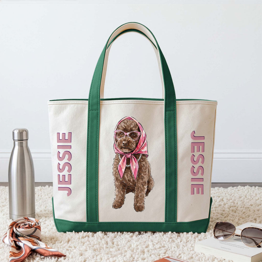 Custom Pet Portrait With Name Colorful Gift For Dog Mom, Cat Mom - Personalized Tote Bag