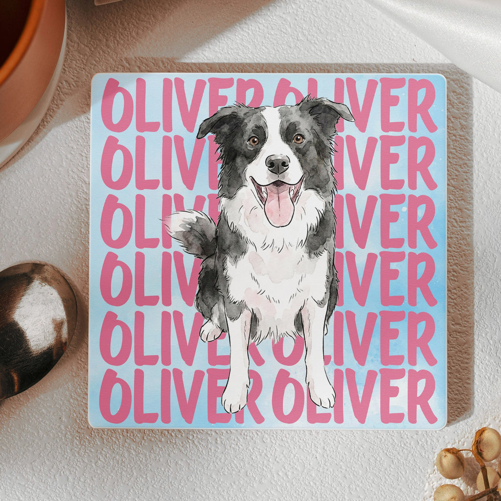 Custom Pet Portrait With Name Watercolor Art - Personalized Coaster