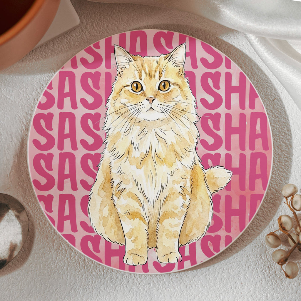 Custom Pet Portrait With Name Watercolor Art - Personalized Coaster