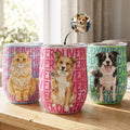 Custom Pet Portrait With Name Watercolor Art - Personalized Wine Tumbler