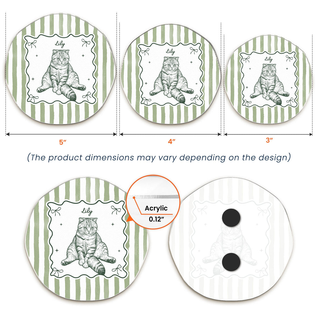 Custom Pet Sketch Line Art Gift For Pet Lovers, Dog Mom, Cat Mom - Personalized Magnet