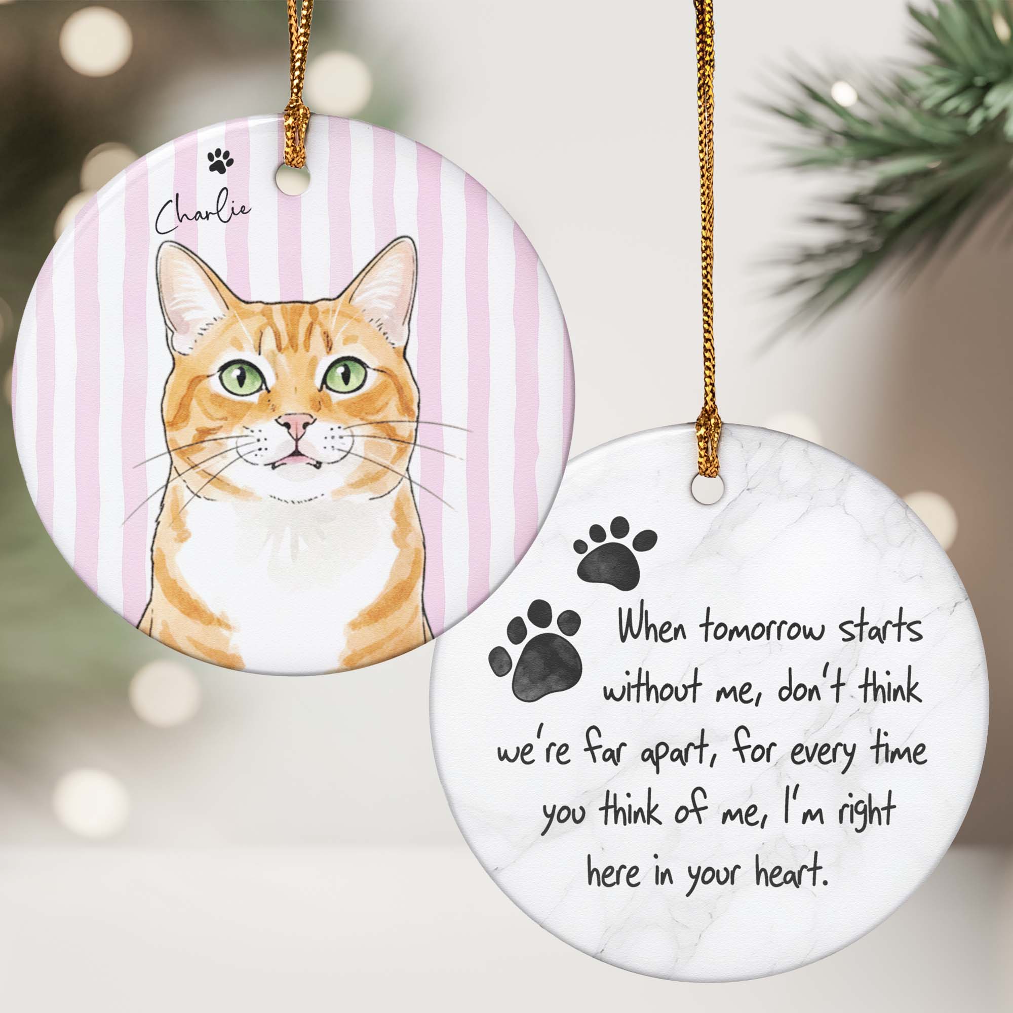 Custom Pet Watercolor Forever In My Heart Memorial Pet Loss Gifts - Personalized Ornament