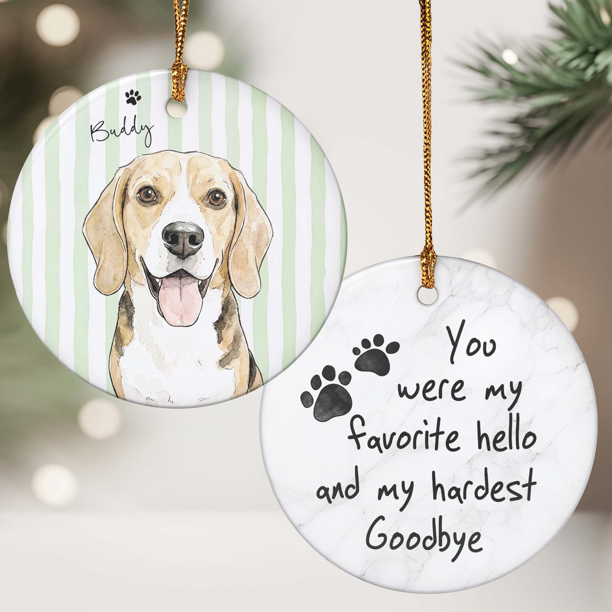 Custom Pet Watercolor Forever In My Heart Memorial Pet Loss Gifts - Personalized Ornament