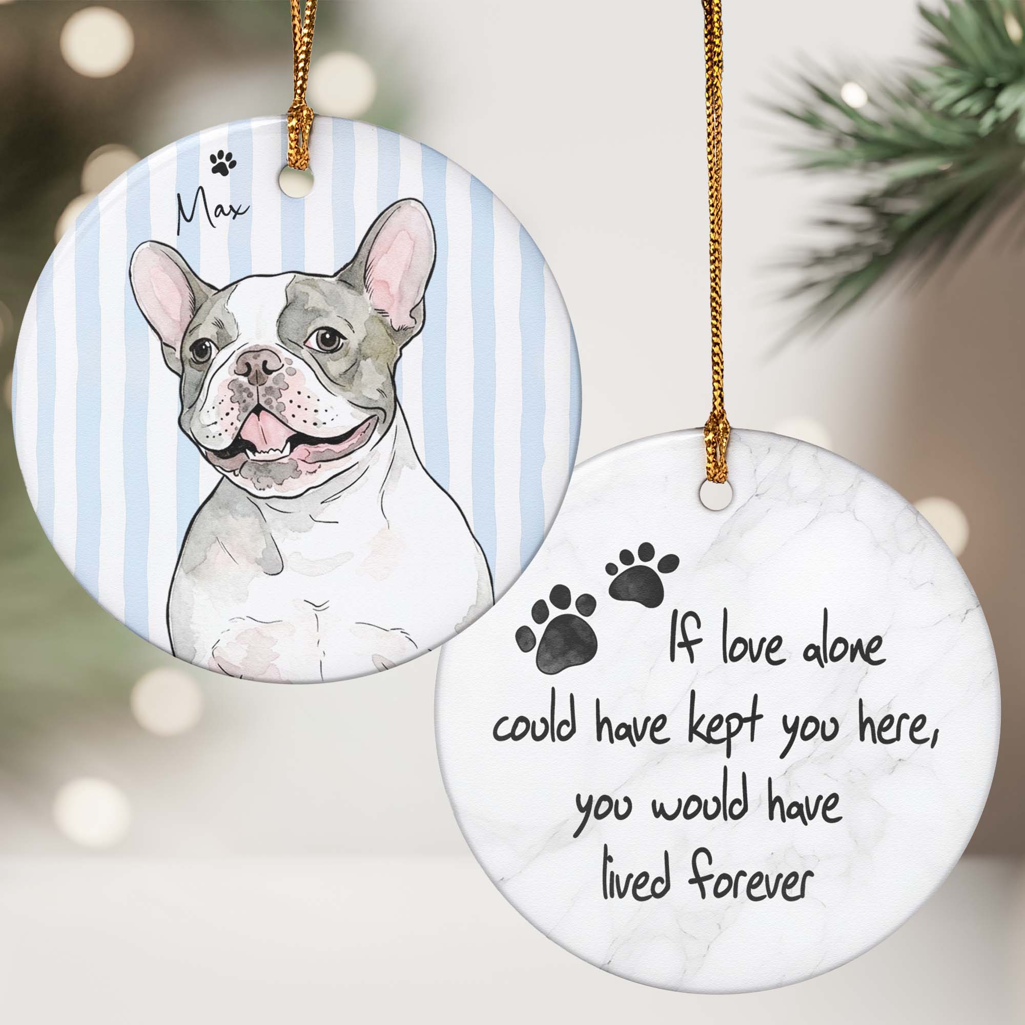 Custom Pet Watercolor Forever In My Heart Memorial Pet Loss Gifts - Personalized Ornament