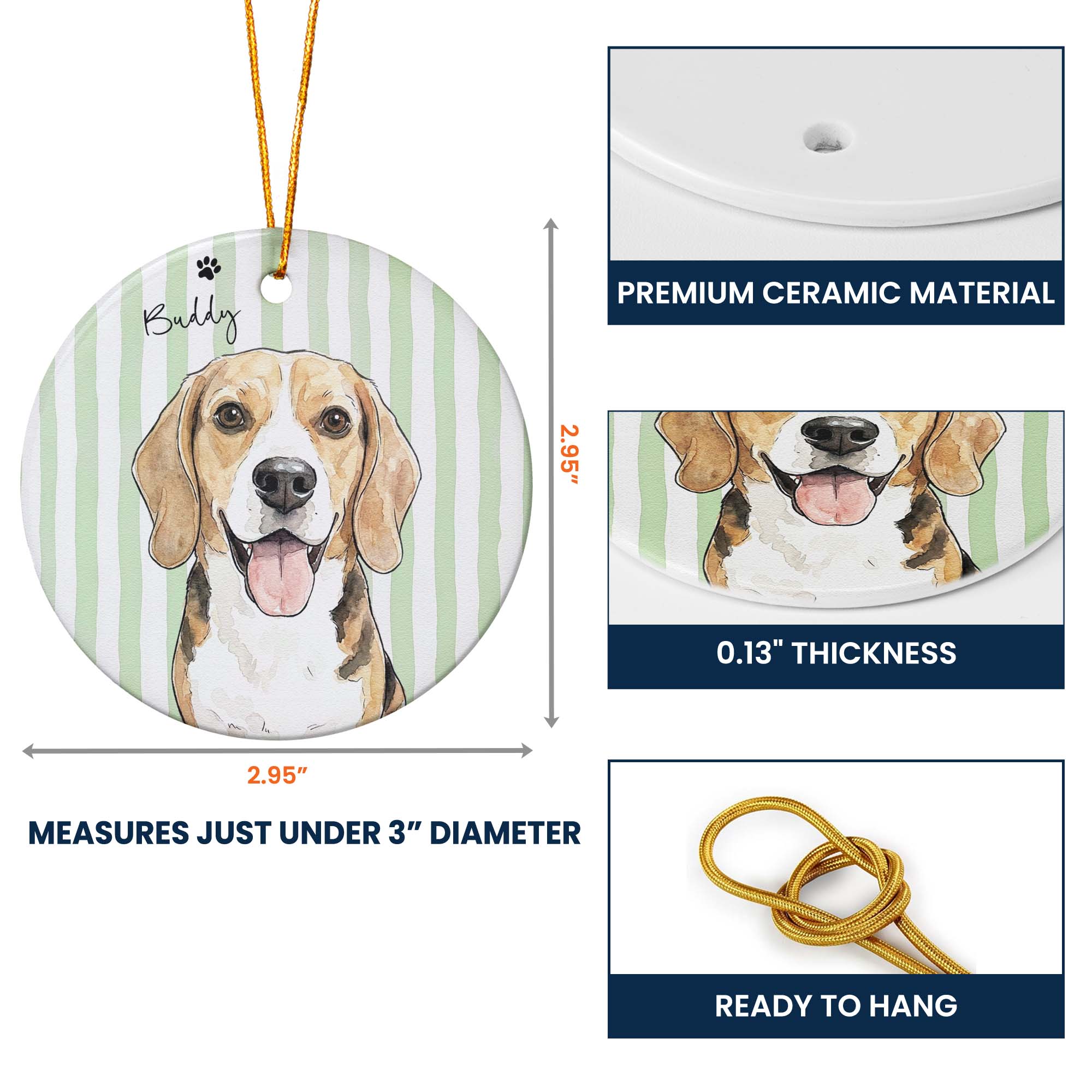 Custom Pet Watercolor Forever In My Heart Memorial Pet Loss Gifts - Personalized Ornament