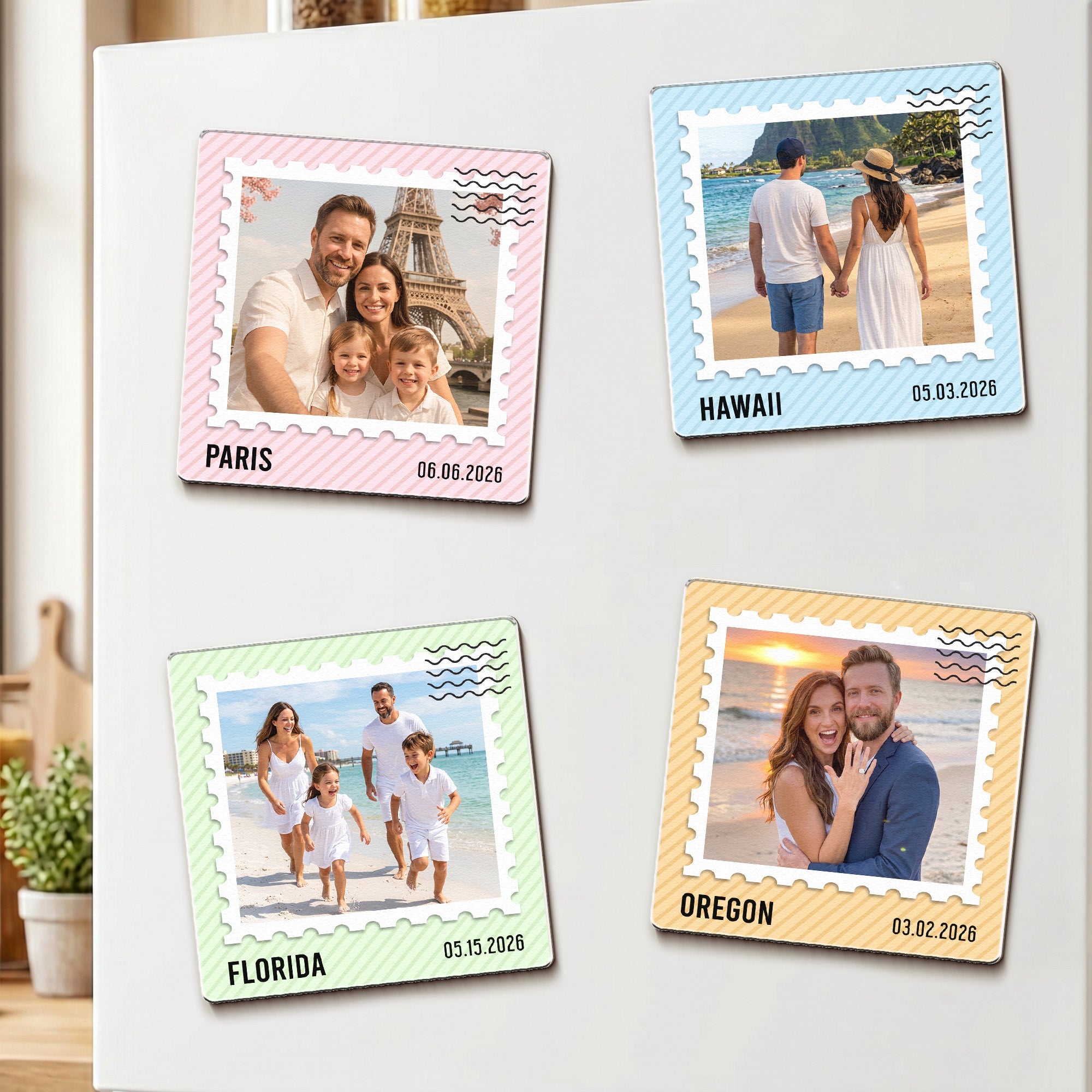 Custom Photo Couple Family Travel - Personalized Magnet