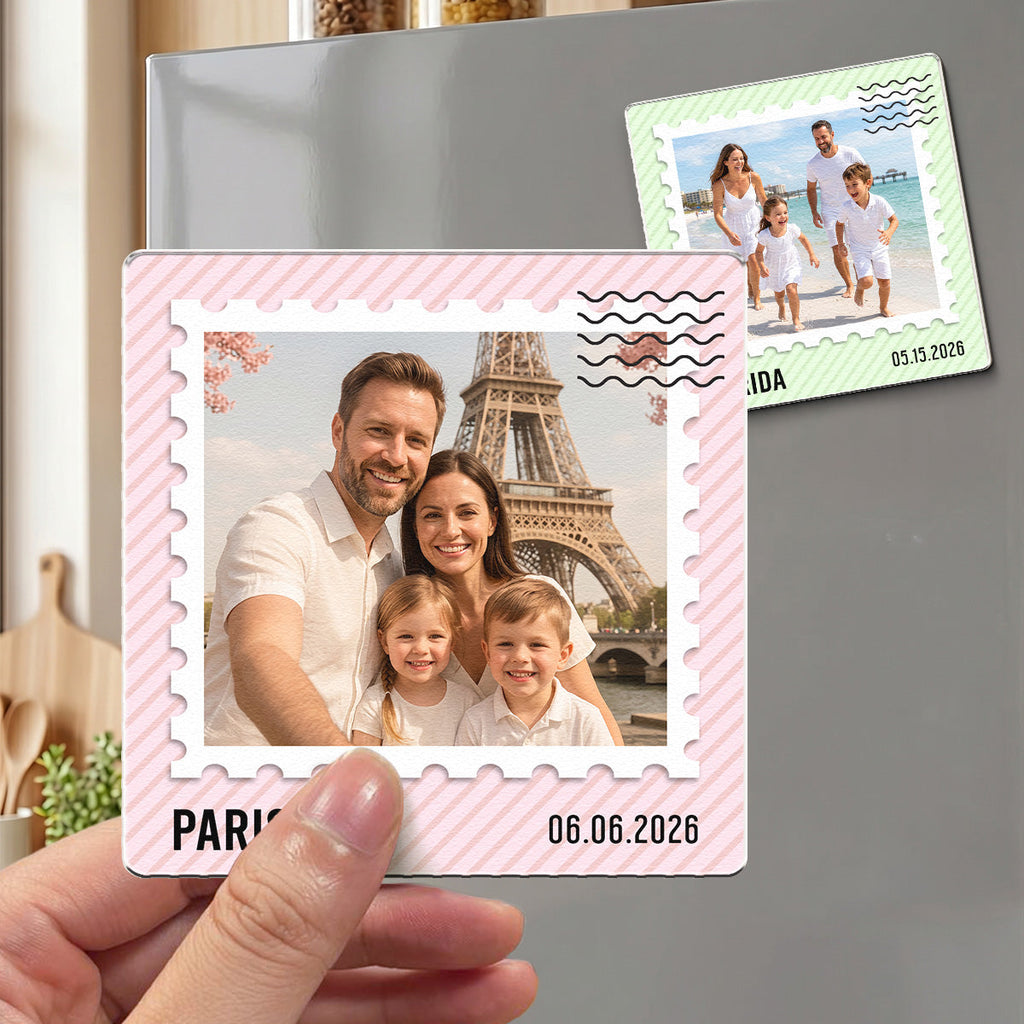 Custom Photo Couple Family Travel - Personalized Magnet
