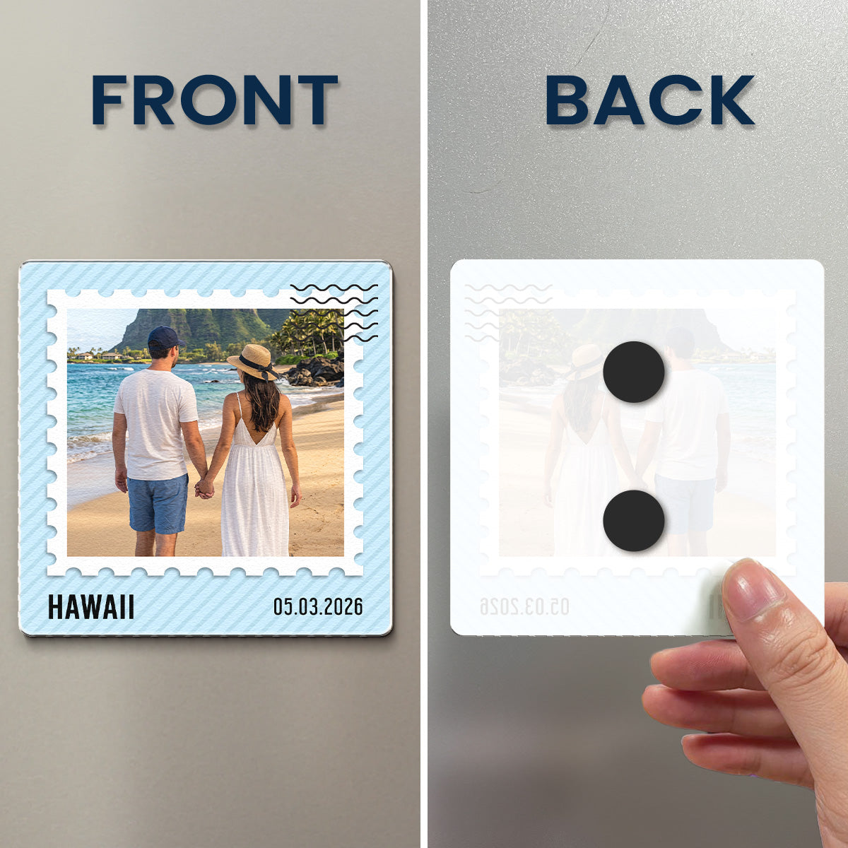 Custom Photo Couple Family Travel - Personalized Magnet