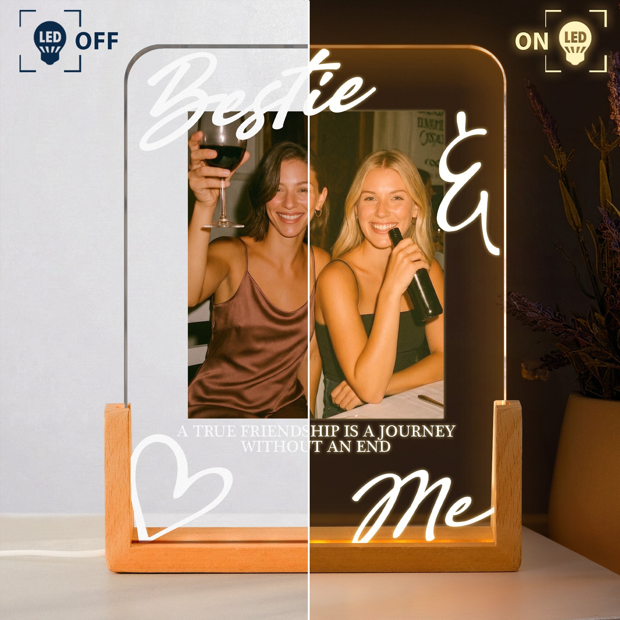 Custom Photo Friendship Gifts For Best Friends, BFF, Soul Sisters - Personalized Night Light