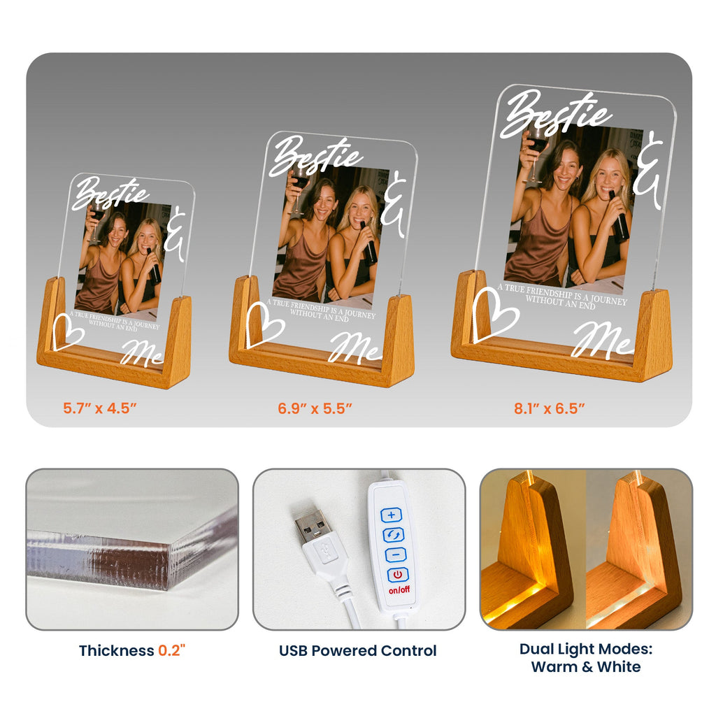 Custom Photo Friendship Gifts For Best Friends, BFF, Soul Sisters - Personalized Night Light