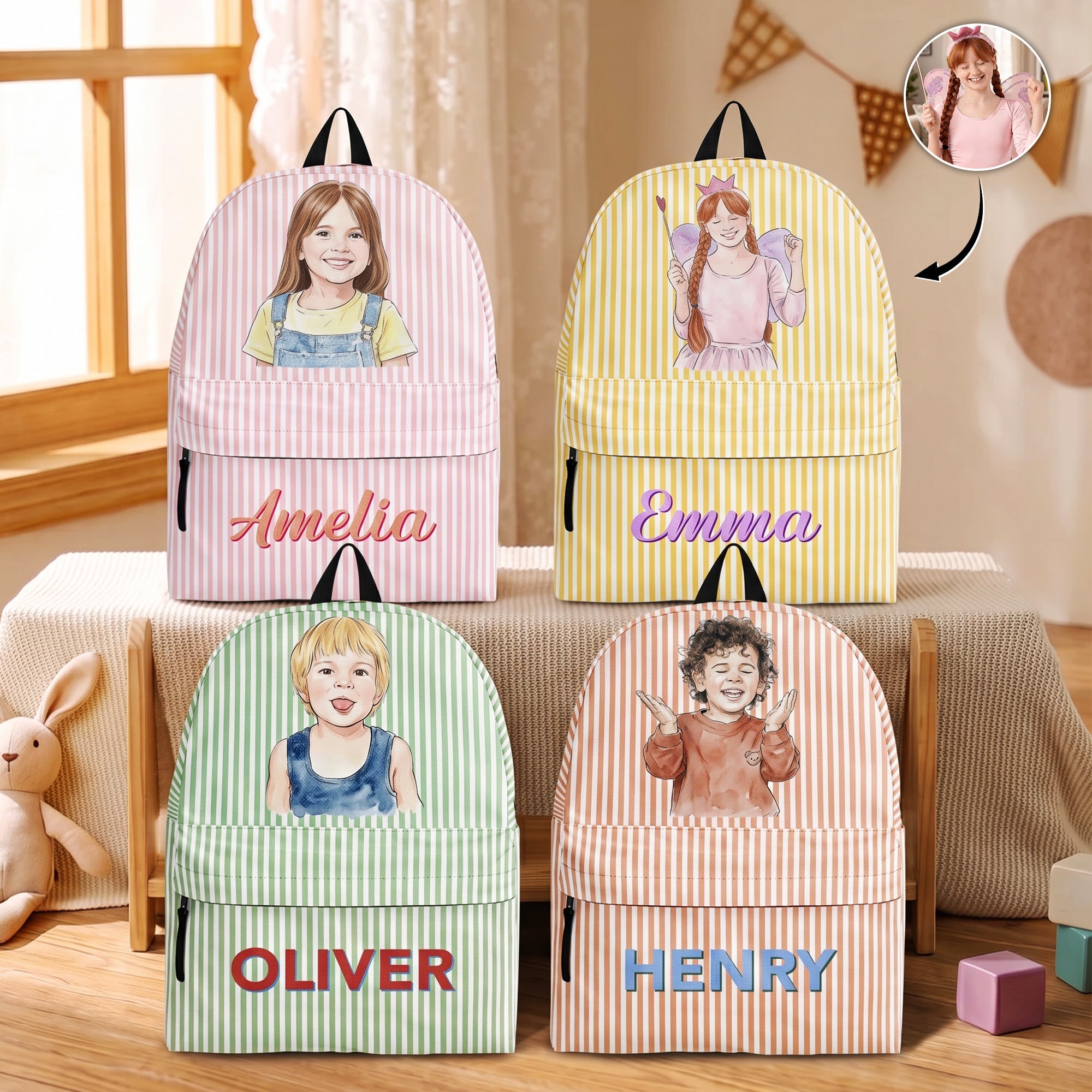 Custom Photo & Name Back To School Gift For Son, Daughter, Grandkids - Personalized Backpack