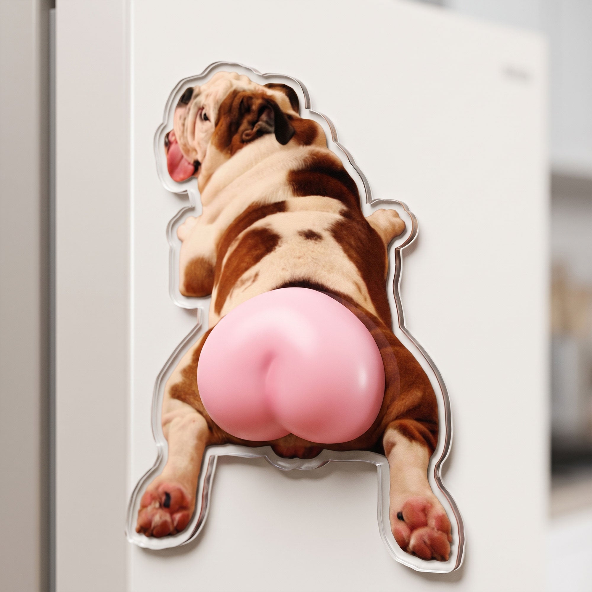 Custom Photo Pet, Cute Dog, Cat 3D Squishy Pink Butt - Personalized Fridge Magnet