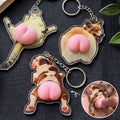 Custom Photo Pet, Cute Dog, Cat 3D Squishy Pink Butt - Personalized Keychain