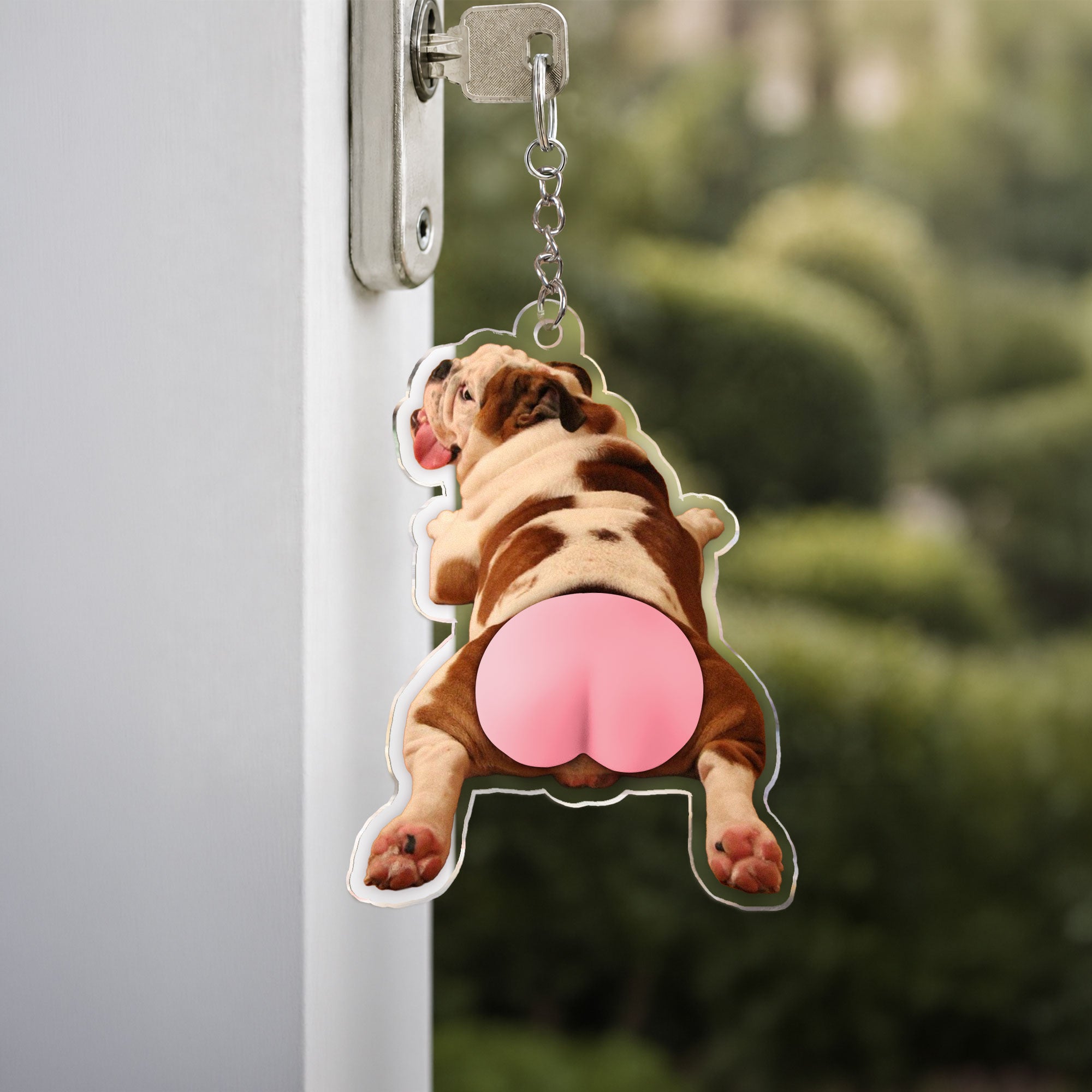 Custom Photo Pet, Cute Dog, Cat 3D Squishy Pink Butt - Personalized Keychain