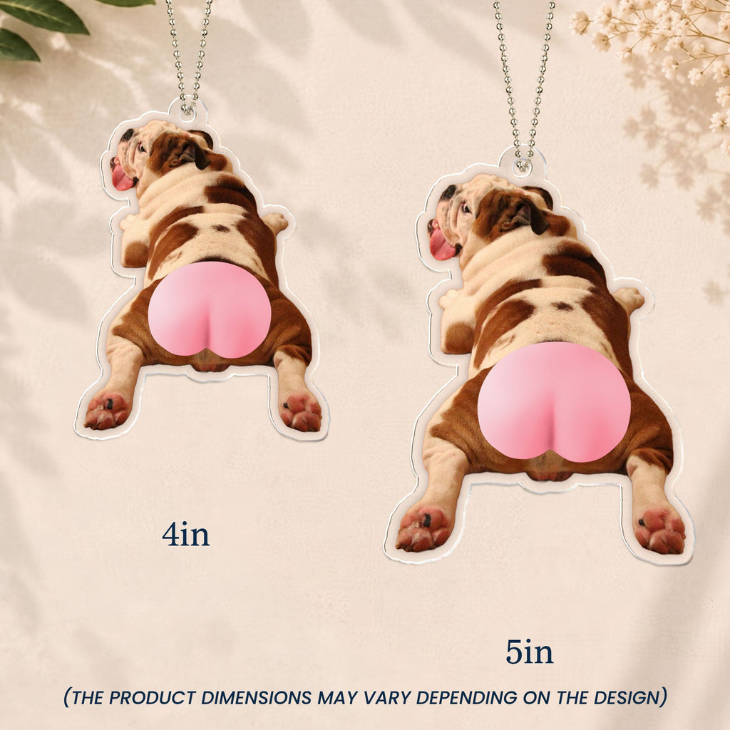 Custom Photo Pet, Cute Dog, Cat 3D Squishy Pink Butt - Personalized Rear View Mirror Accessory