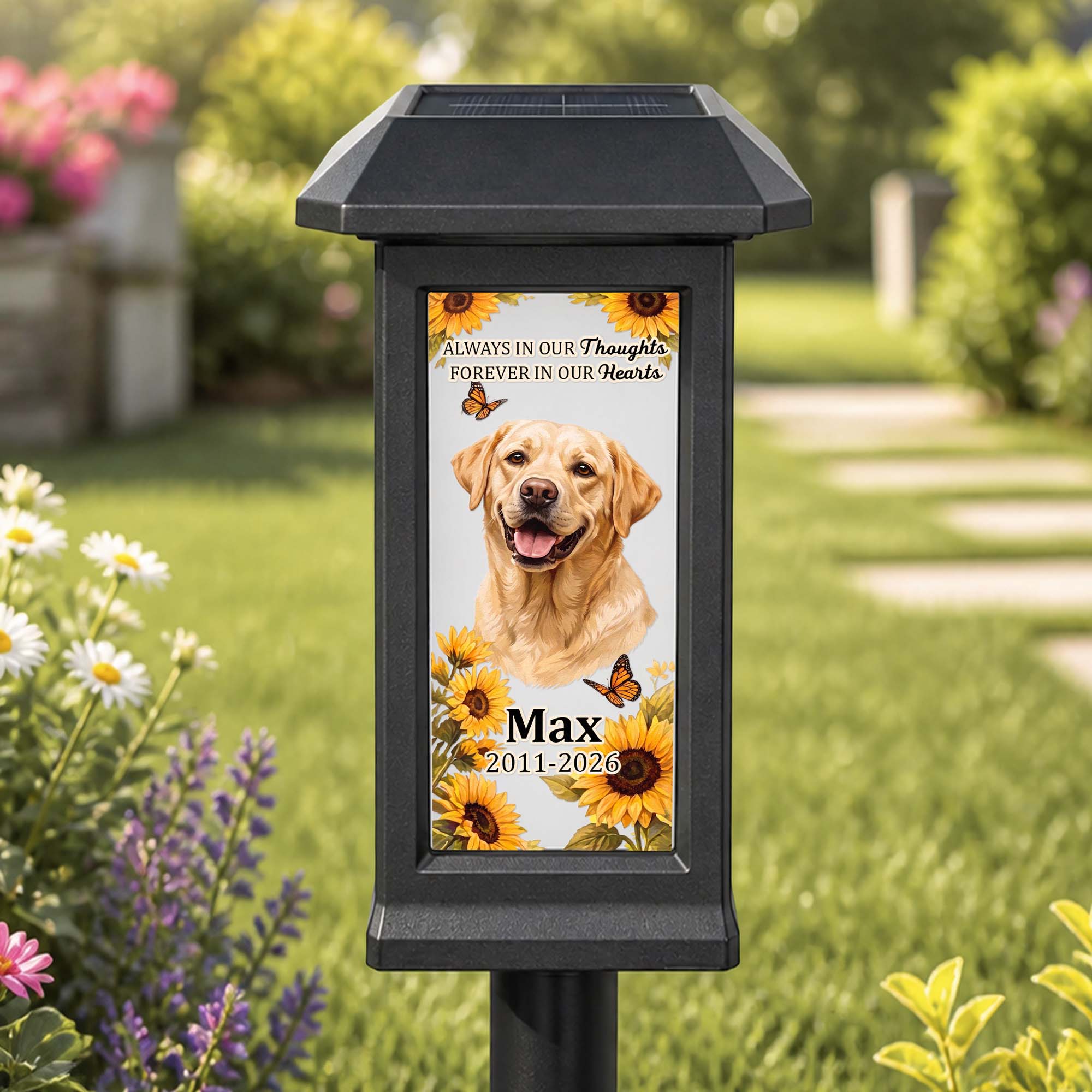 Custom Photo Pet Memorial, Garden Sympathy Gift - Personalized Solar Garden Light