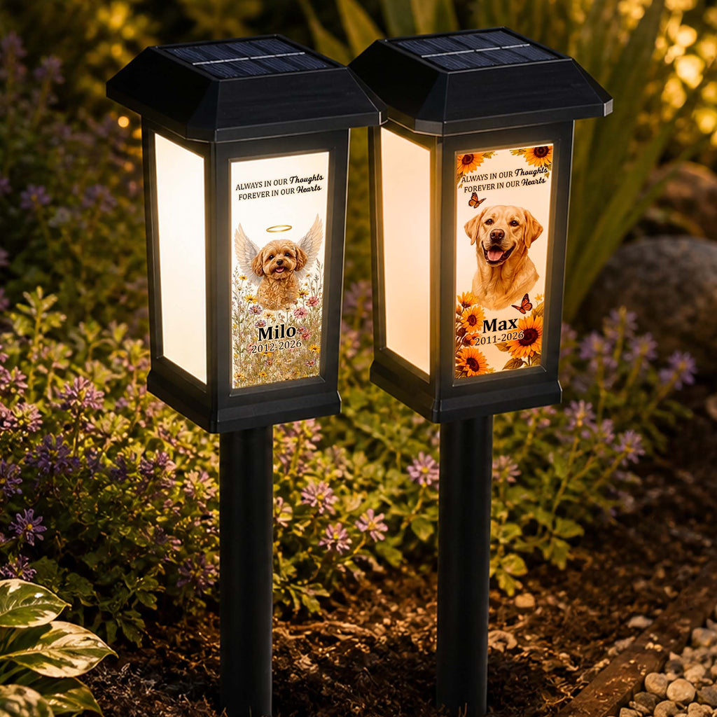 Custom Photo Pet Memorial, Garden Sympathy Gift - Personalized Solar Garden Light