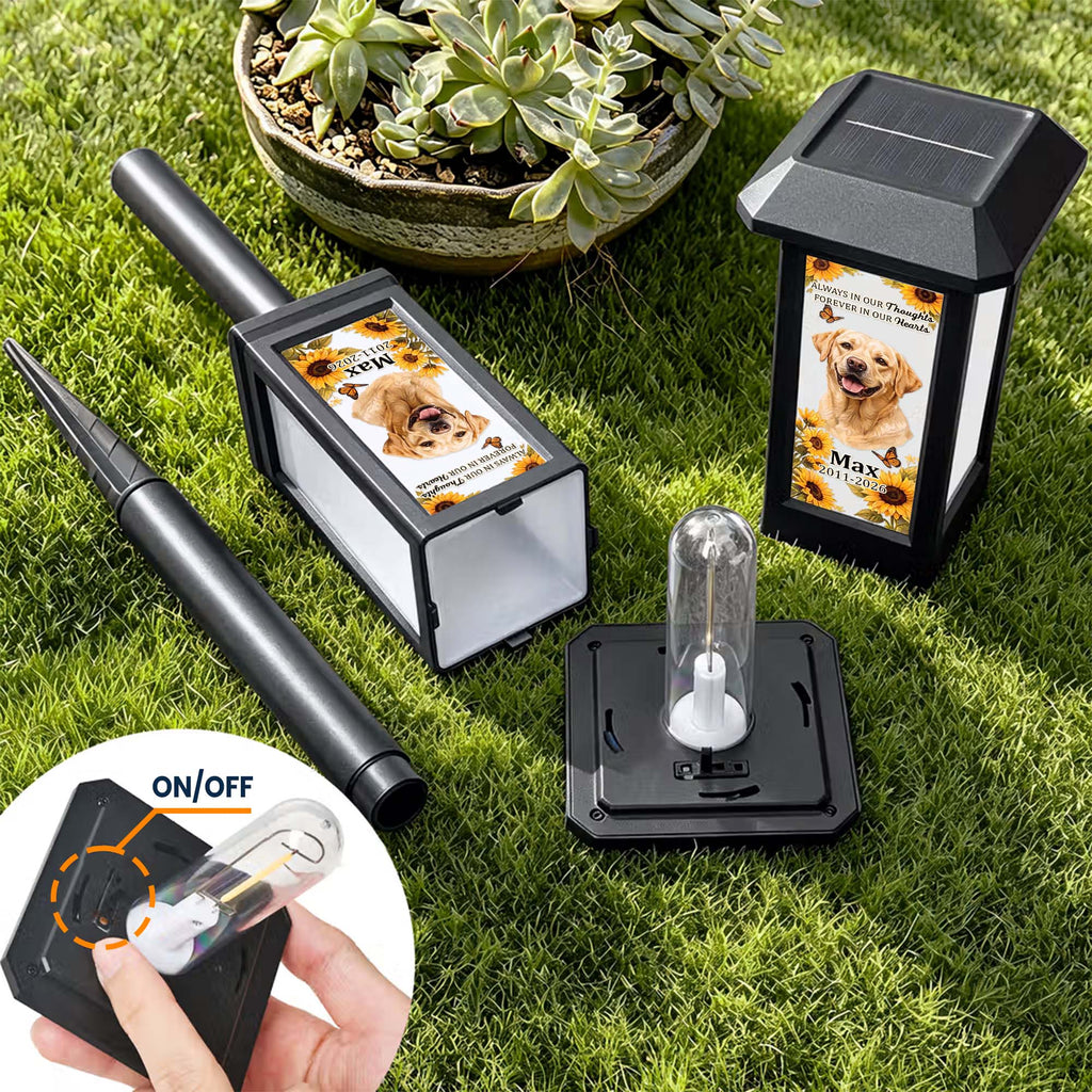 Custom Photo Pet Memorial, Garden Sympathy Gift - Personalized Solar Garden Light