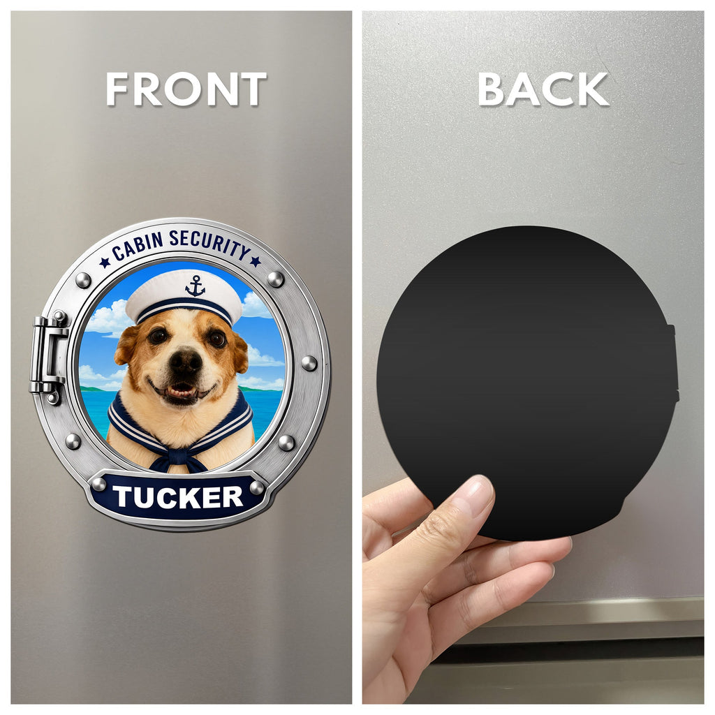 Custom Photo Pet Porthole Magnet, Cruise Door Decal - Dog, Cat, Pet Lovers - Personalized Magnet