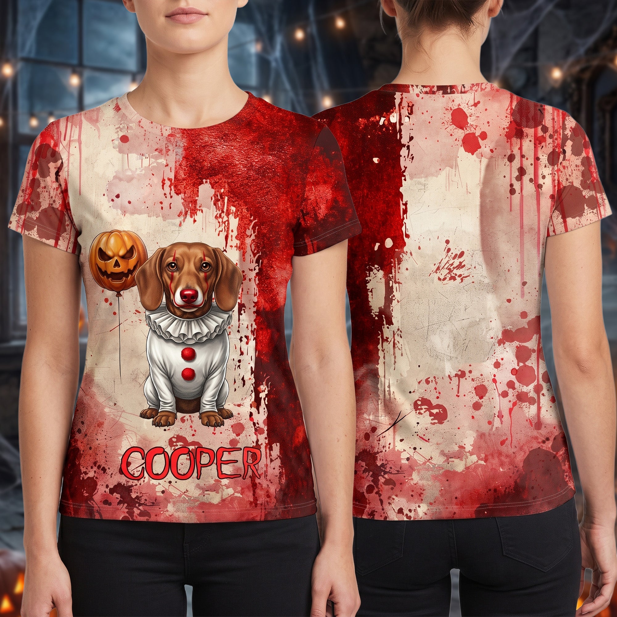 Custom Photo Scary Halloween Clown Gift For Pet Lover - Personalized Shirt