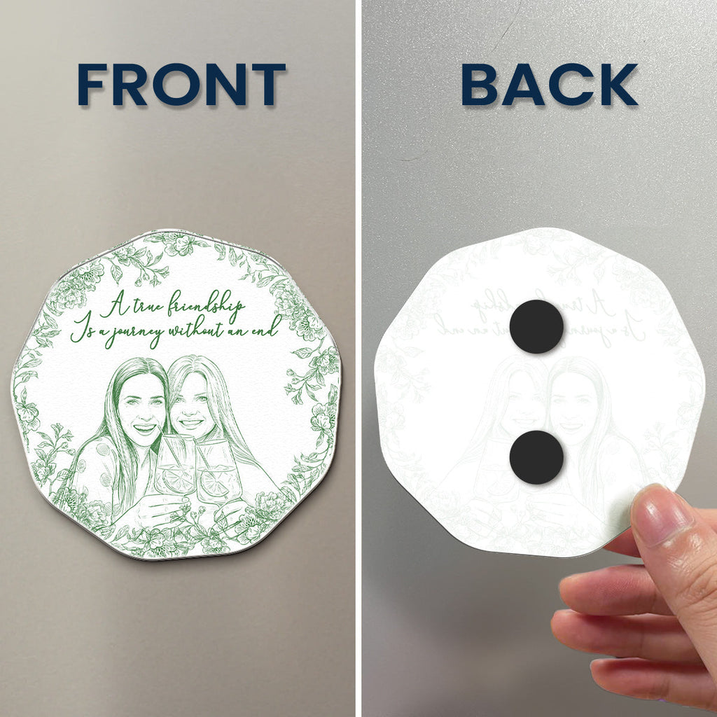 Custom Photo Sketch Line Art Gift For Friends, Soul Sisters - Personalized Magnet