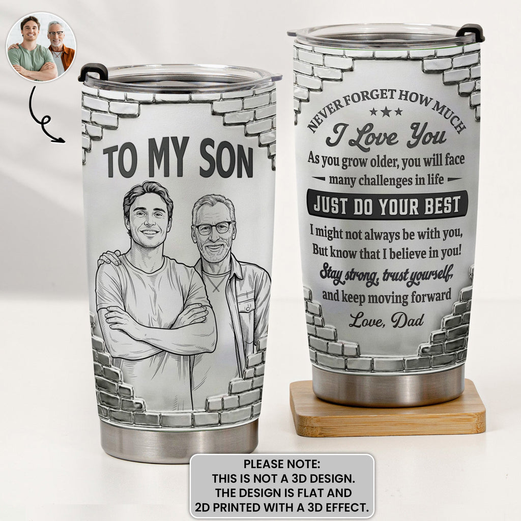 Custom Photo Sketch Line Art Gift For Son Daughter Grandson - Personalized Tumbler