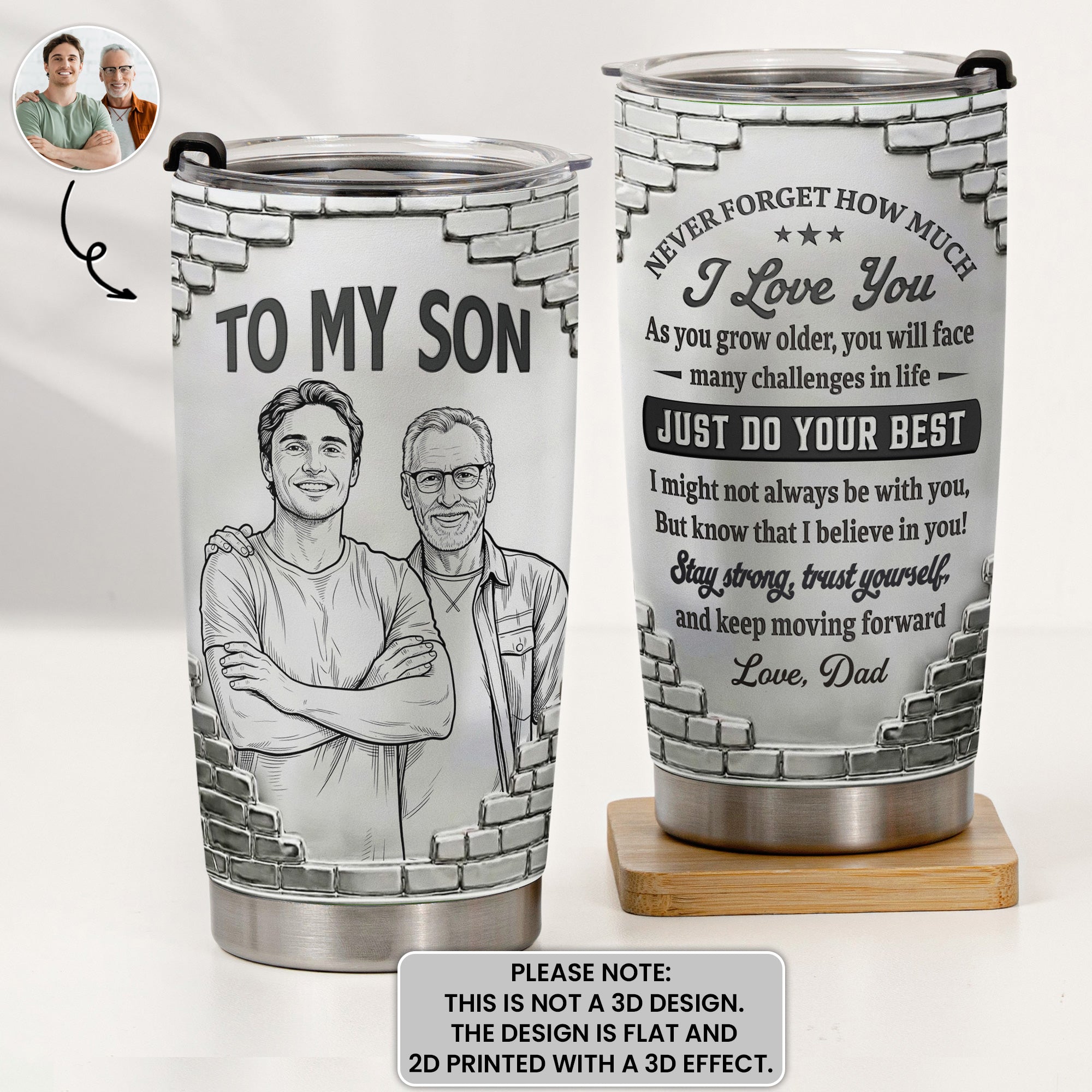 Custom Photo Sketch Line Art Gift For Son Daughter Grandson - Personalized Tumbler