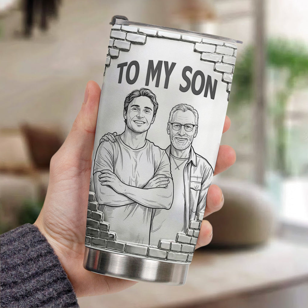 Custom Photo Sketch Line Art Gift For Son Daughter Grandson - Personalized Tumbler