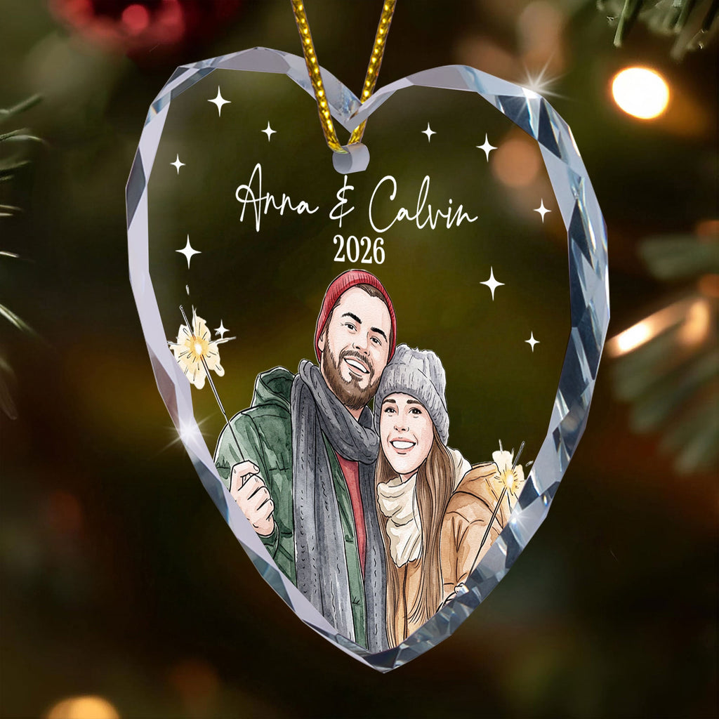 Custom Photo Watercolor Art New Version Our First Christmas - Personalized Ornament