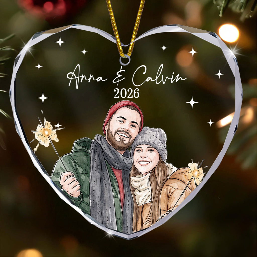 Custom Photo Watercolor Art New Version Our First Christmas - Personalized Ornament
