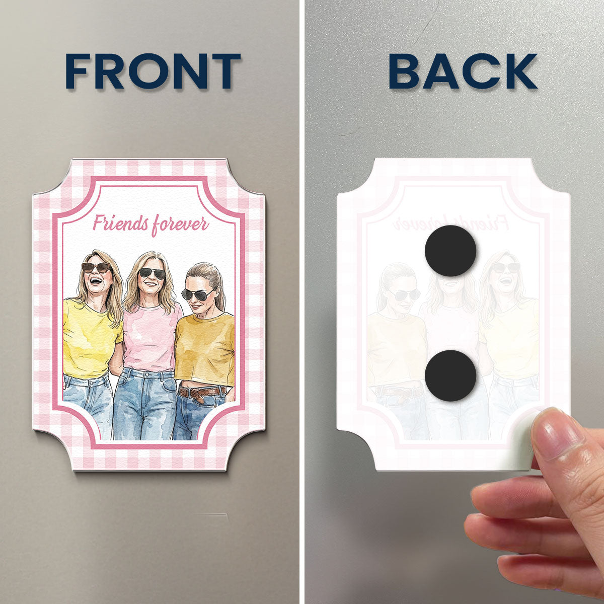 Custom Photo Watercolor Besties Forever, Friendship Thank You Gift - Personalized Magnet