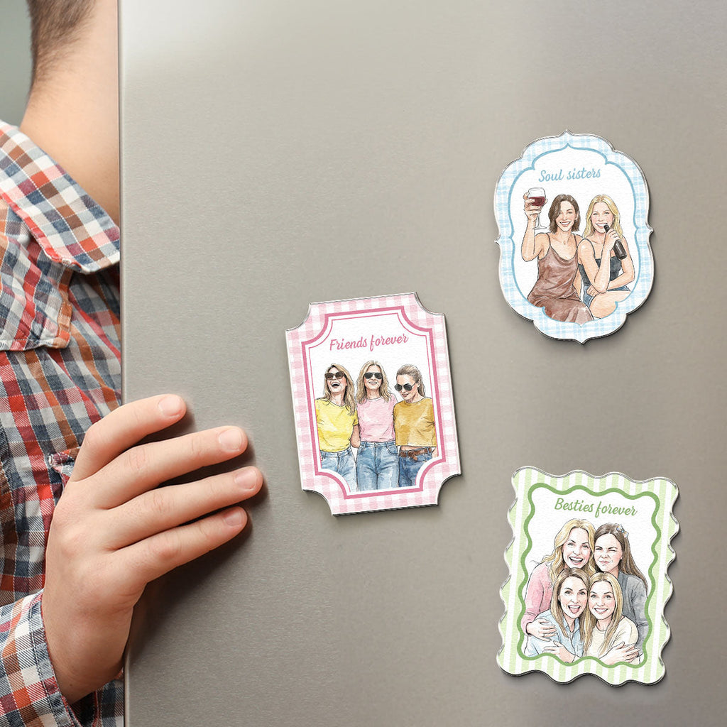Custom Photo Watercolor Besties Forever, Friendship Thank You Gift - Personalized Magnet