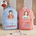 Custom Photo Watercolor & Name Colorful Back To School Gifts For Kid, Son, Daughter, Grandkids - Personalized Backpack