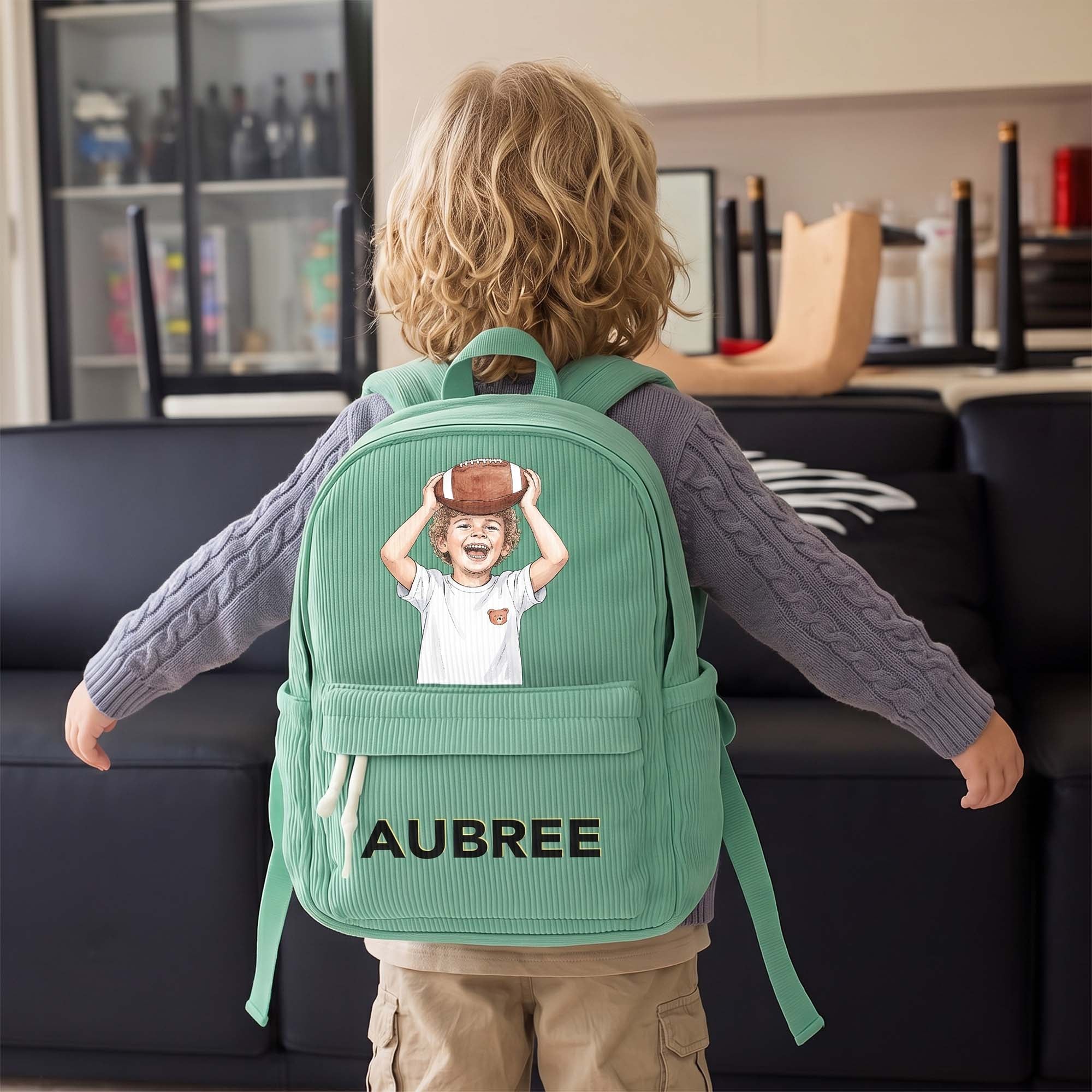 Custom Photo Watercolor & Name Colorful Back To School Gifts For Kid, Son, Daughter, Grandkids - Personalized Backpack