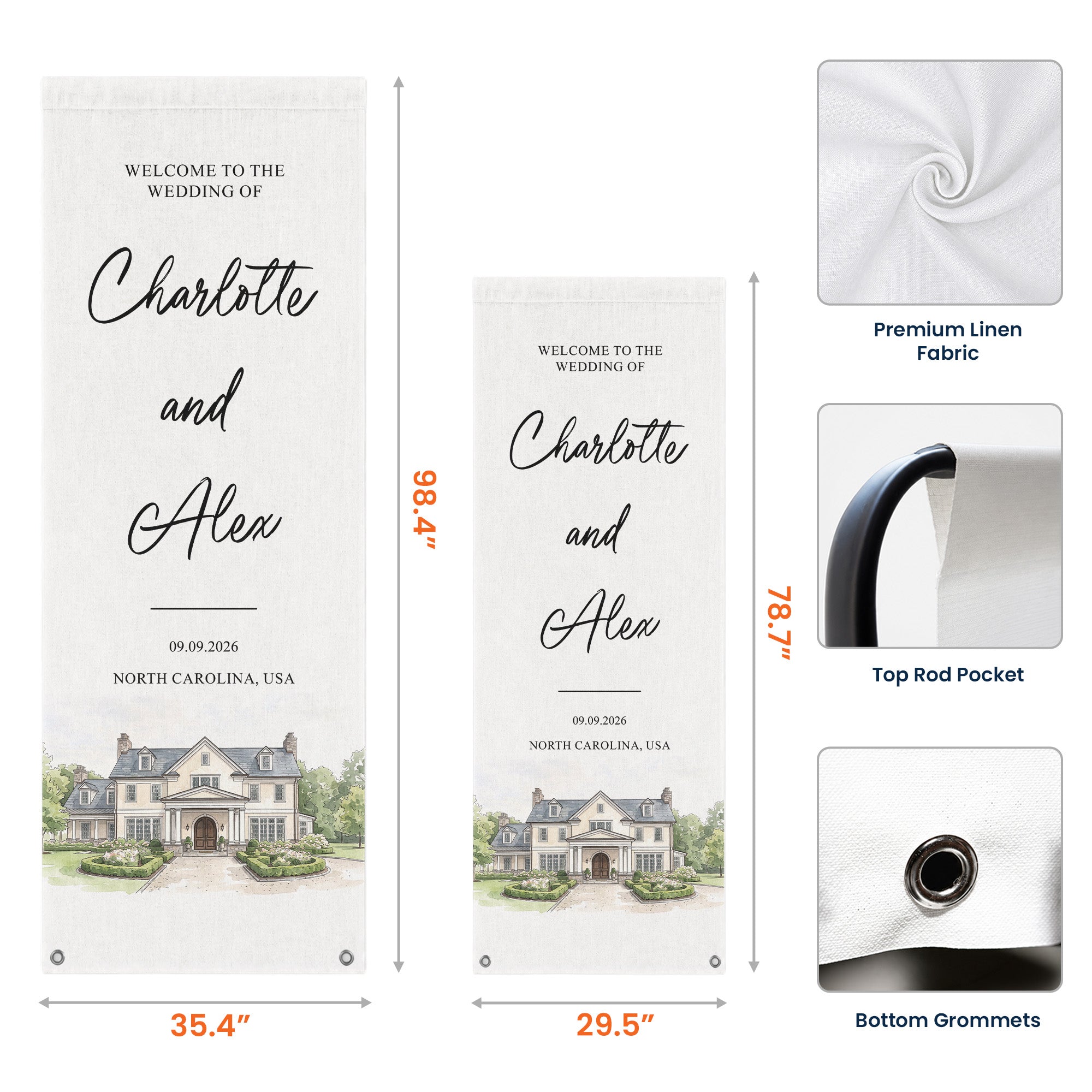 Custom Photo Wedding Venue Watercolor Style Wedding Sign - Personalized Welcome Sign