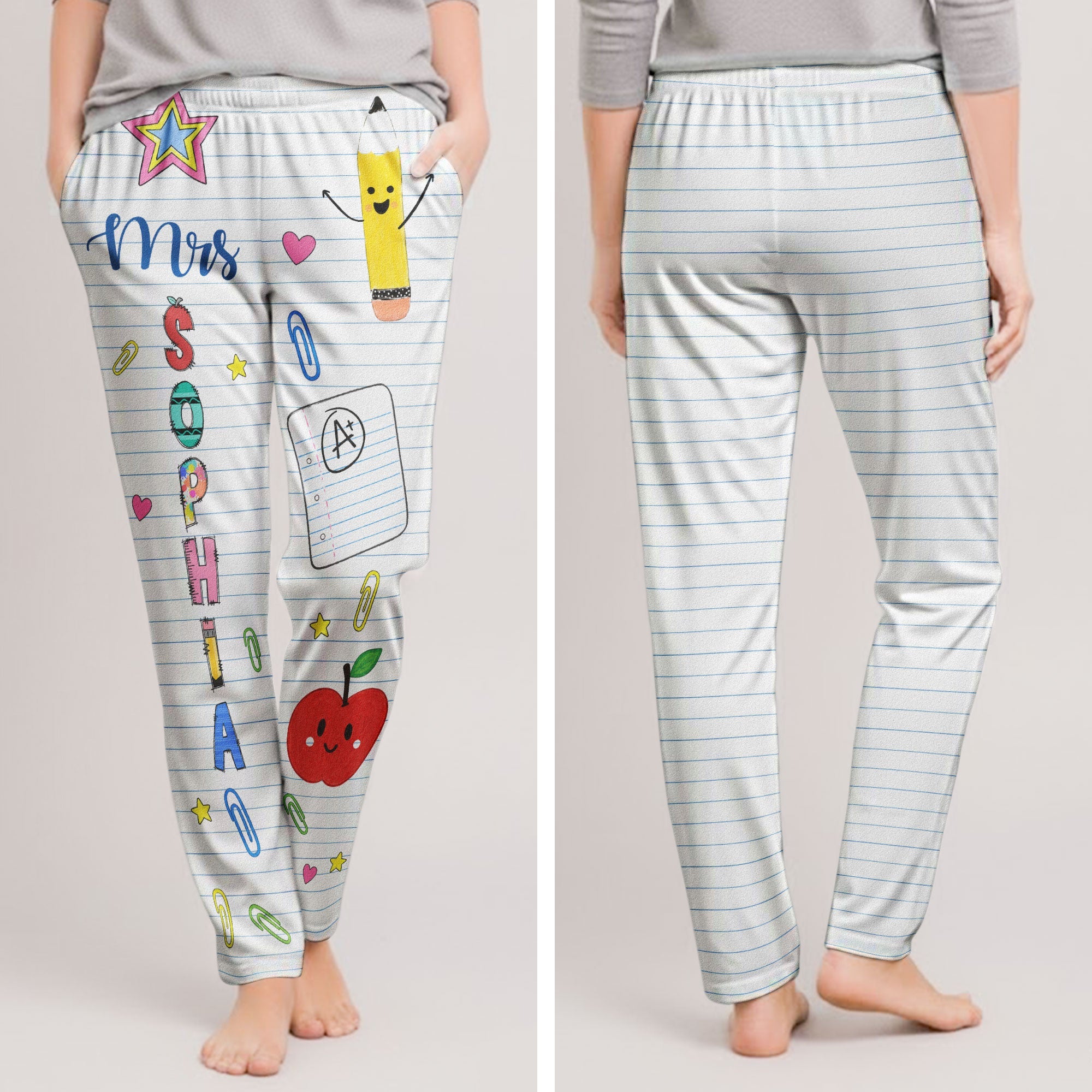 Custom Spirit Pants For Teachers - Personalized Lounge Pants