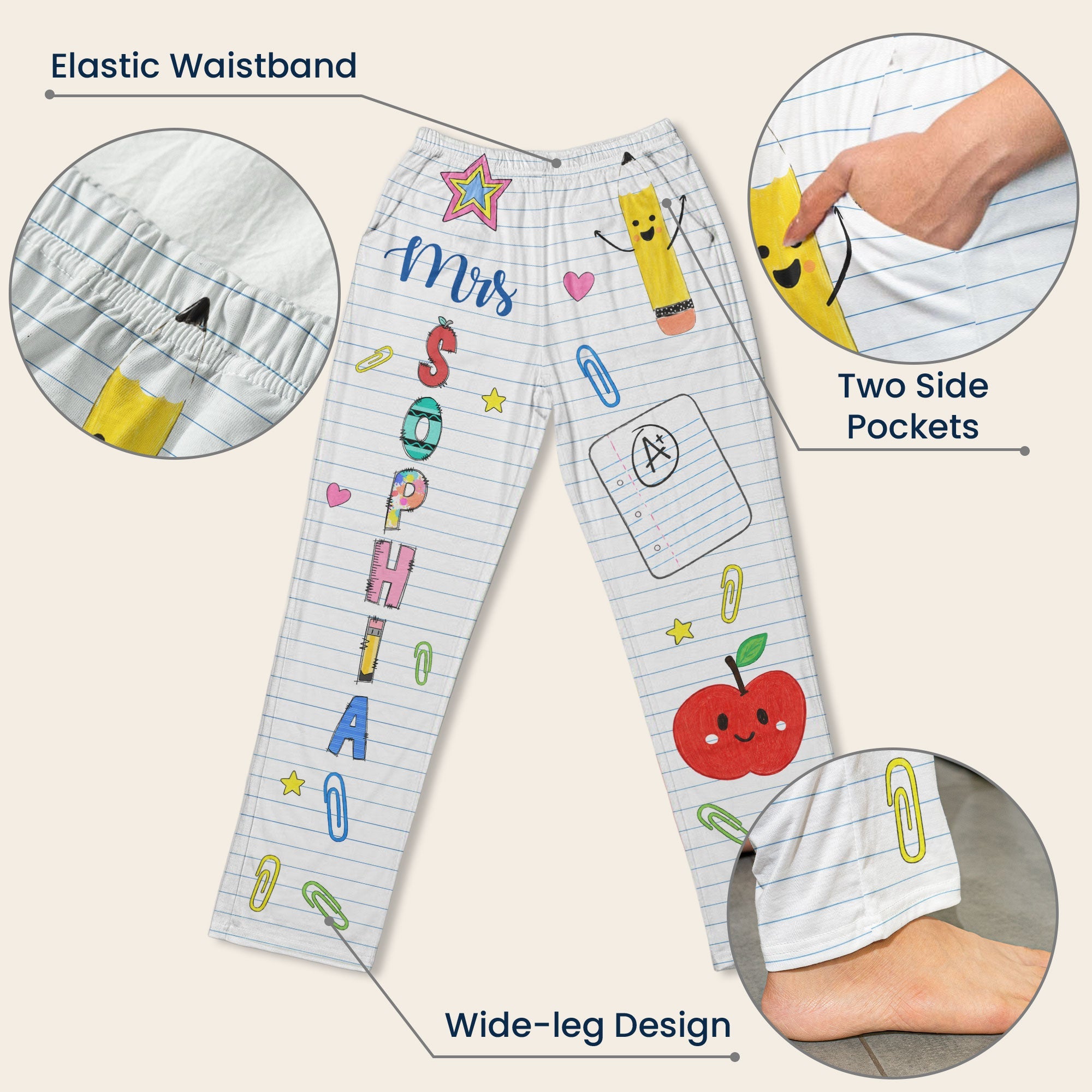 Custom Spirit Pants For Teachers - Personalized Lounge Pants